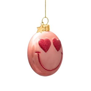 Vondels Christbaumschmuck SMILEY pink/orange | H 7,5cm