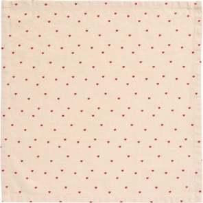 IB Laursen Serviette VALENTIN natur mit roten Herzen  |...