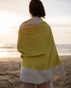 SUITE702 Strandtuch SKYBLUE YELLOW creme gestreift |...