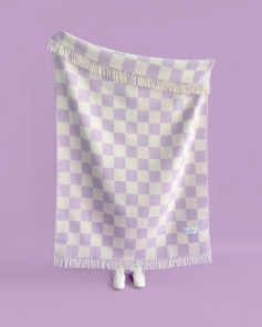 Maison Deux Kuscheldecke CHECKERBOARD flieder creme |...