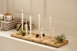 IB Laursen Kerzenhalter UNIKA Set Holzbrett mit 12 Kerzen...