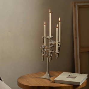 STOFF Nagel Kerzenhalter Set mit 3 Stück chrom