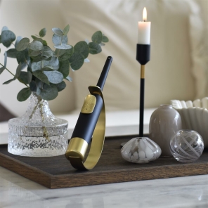 Solstickan Tischfeuerzeug ELDKLINGA schwarz gold | 9,5x24cm