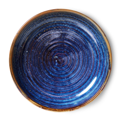 HKliving Teller tief L RUSTIC BLUE Chef Ceramics blau | Ø21,5x4,8cm