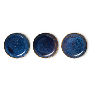 HKliving Teller Kuchenteller RUSTIC BLUE Chef Ceramics...