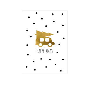 Postkarte HAPPY XMAS mit Golddruck